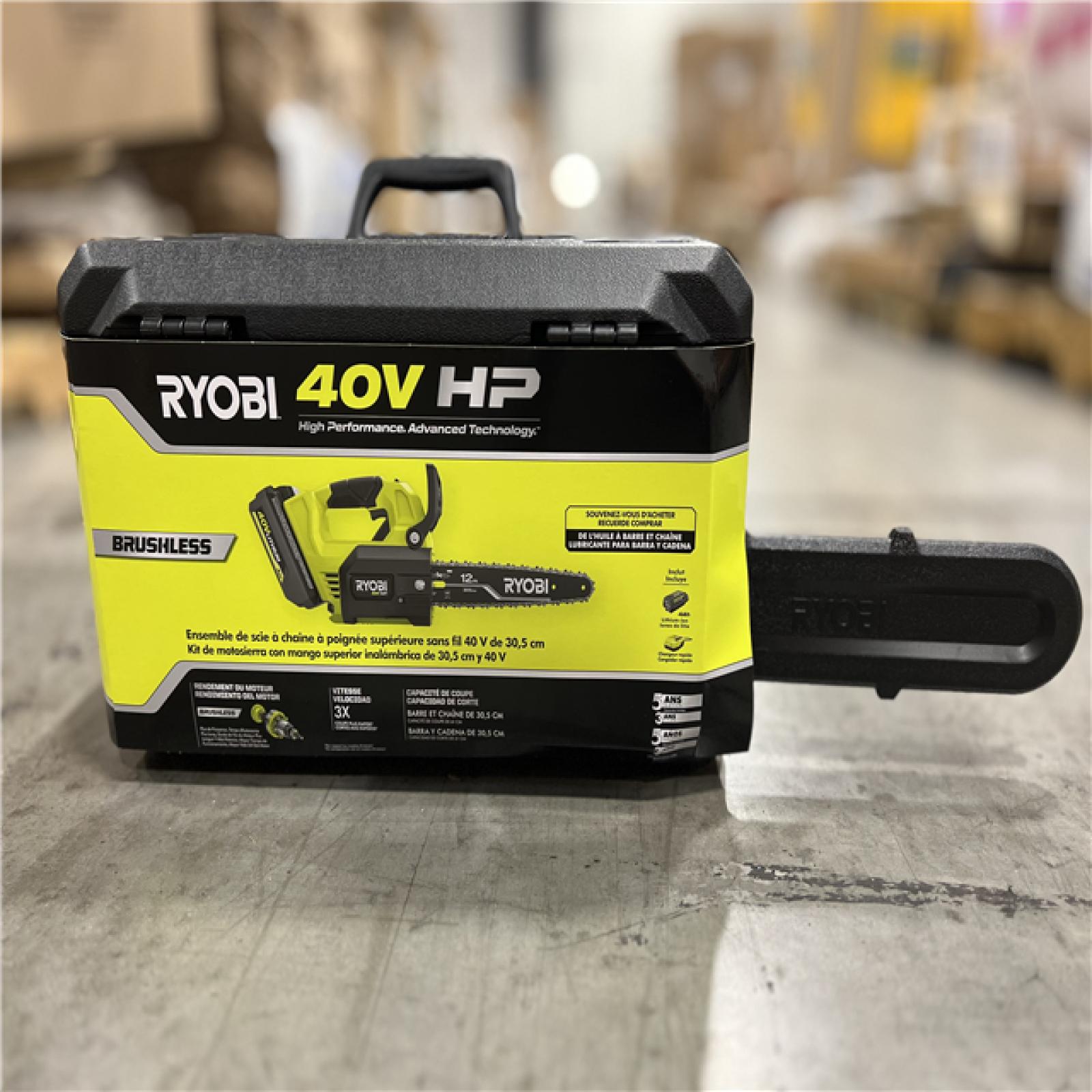 New Ryobi V Hp Brushless In Top Handle Battery Chainsaw With