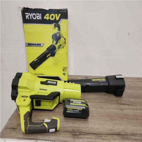 Phoenix Location NEW RYOBI 40V Brushless 125 MPH 550 CFM Cordless Battery Whisper Series Jet Fan Blower with 4.0 Ah Battery and Charger