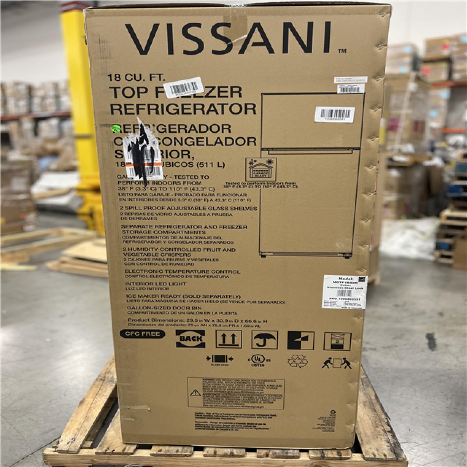 DALLAS LOCATION Vissani 18 Cu Ft Top Freezer Refrigerator In