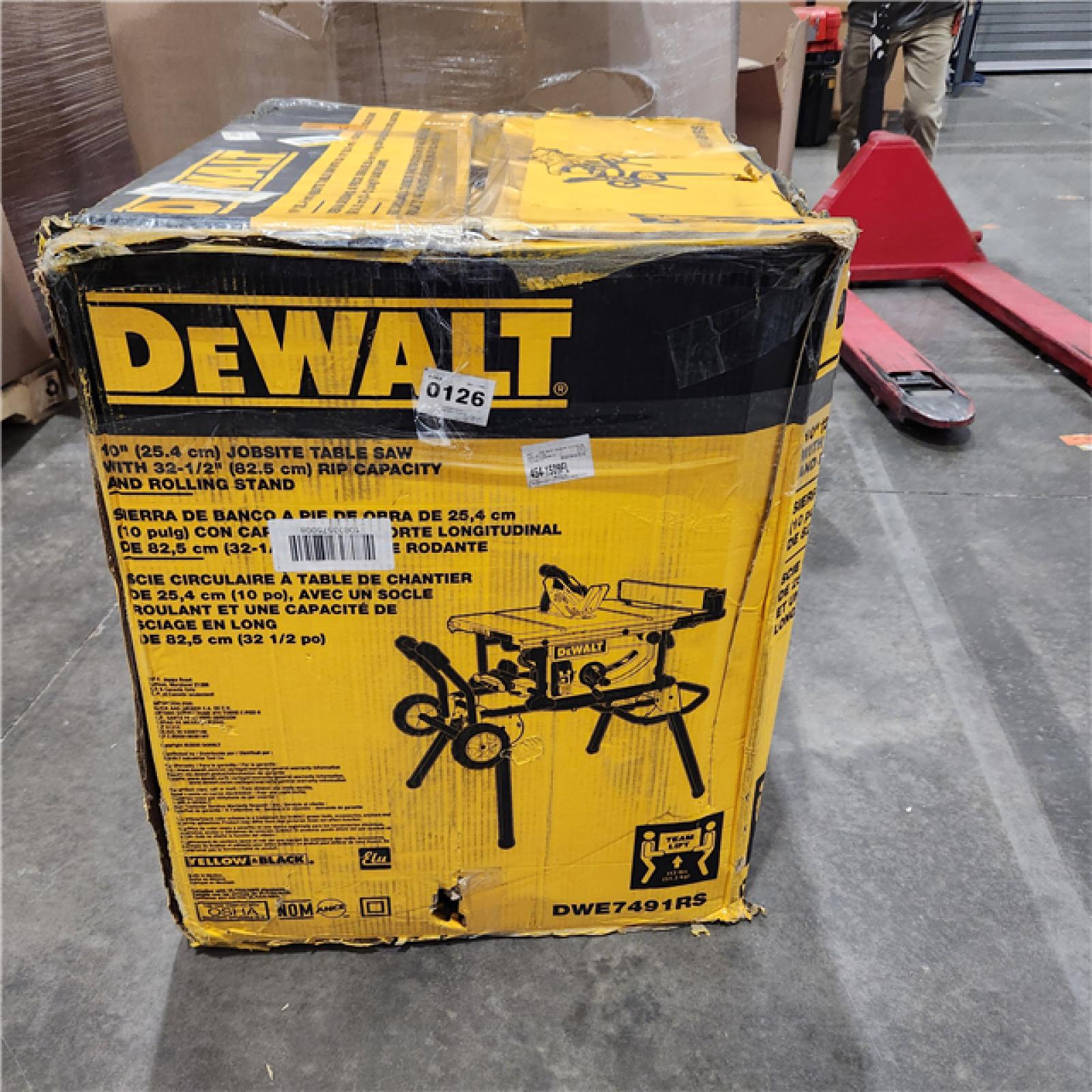 Like New Dewalt Corded In Job Site Table Saw With Rolling Stand