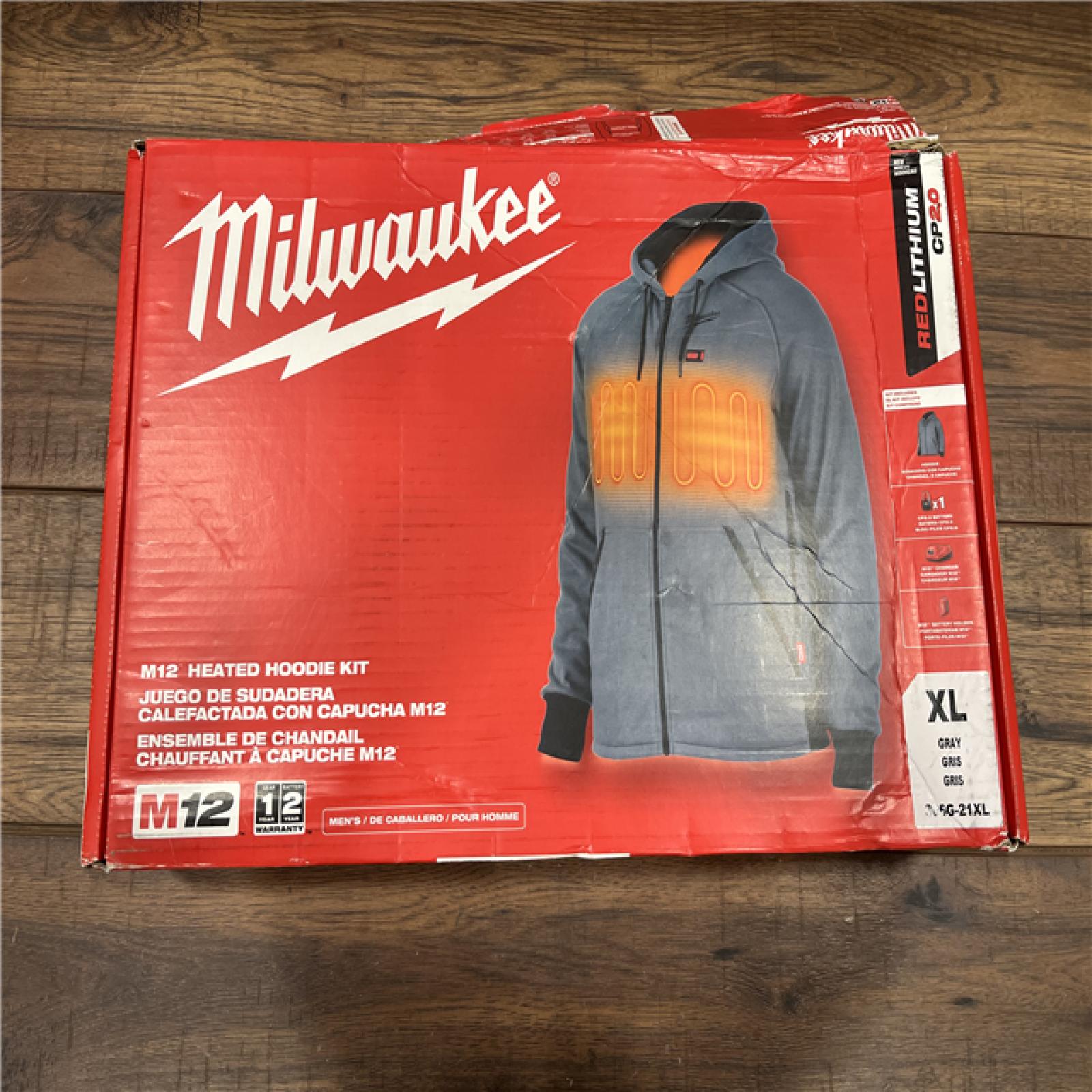 AS-IS Milwaukee M12 12-Volt Cordless Gray Heated Jacket Hoodie Kit (X-Large) ( ONLY JACKET )