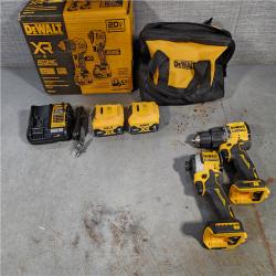 HOUSTON LOCATION - AS-IS DEWALT 20V MAX XR Hammer Drill and ATOMIC Impact Driver 2 Tool Cordless Combo Kit with (2) 4.0Ah Batteries, Charger, and Bag