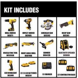 DALLAS LOCATION - NEW! DEWALT 20V MAX Cordless 9 Tool Combo Kit with (2) 20V 2.0Ah Batteries and Charger