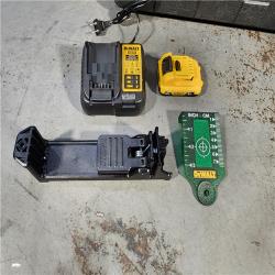 HOUSTON LOCATION - AS-IS DEWALT 12V MAX Lithium-Ion 100 Ft. Green Self-Leveling 3-Beam 360 Degree Laser Level with 2.0Ah Battery, Charger and Case