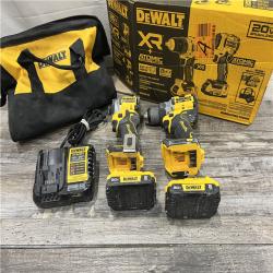 AS-IS DEWALT 20V MAX XR Cordless Drill/Driver, ATOMIC Impact Driver 2 Tool Combo Kit, (2) 2.0Ah Batteries, Charger, and Bag