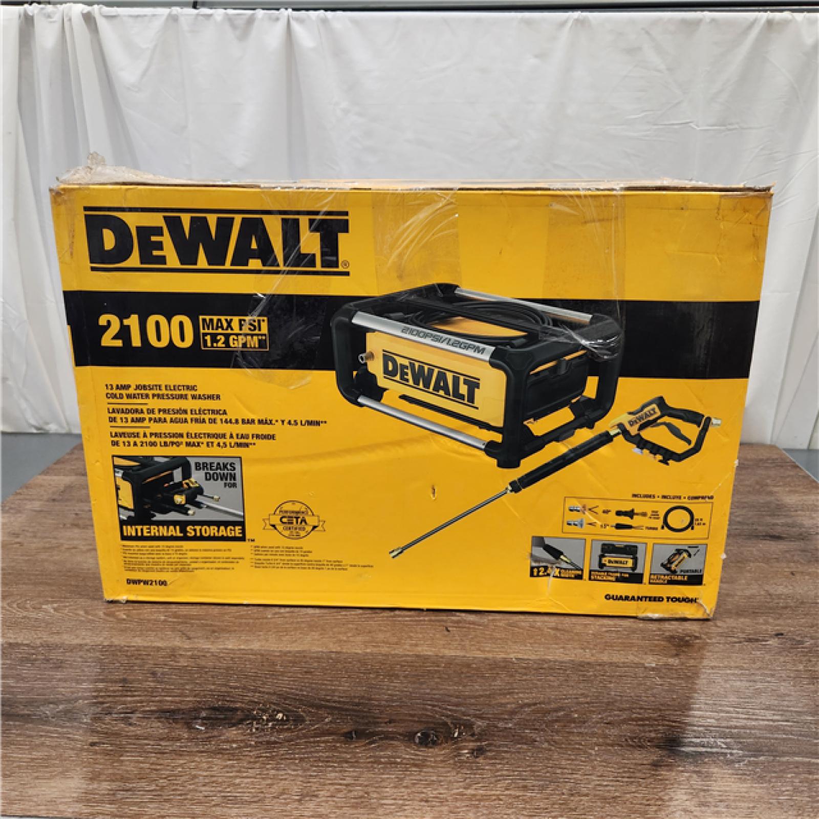 AS-IS DeWalt 2100 PSI 13 Amp Cold Water Electric Pressure Washer with Internal Equipment Storage