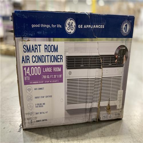 DALLAS LOCATION - GE 14,000 BTU 115V Window Air Conditioner Cools 700 Sq. Ft. with SMART technology, ENERGY STAR and Remote in White