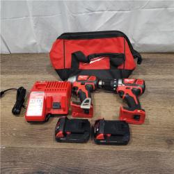 AS-IS Milwaukee M18 18V Cordless Brushed 2 Tool Drill/Driver and Impact Driver Kit