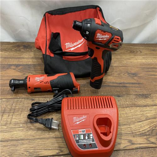 AS IS Milwaukee M12 Brushed Cordless 3/8 in. Ratchet and Screwdriver (2-Tool) Combo Kit