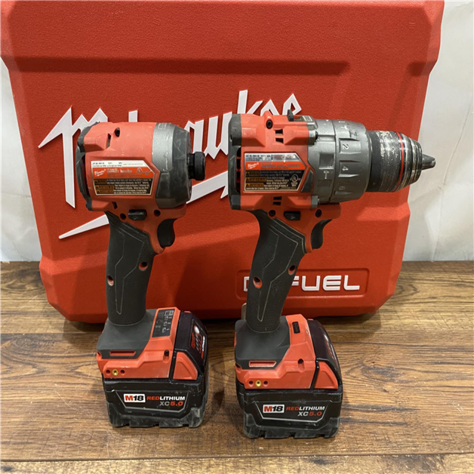 AS IS Milwaukee M18 FUEL 18V Lithium-Ion Brushless Cordless Hammer Drill and Impact Driver Combo Kit (2-Tool) with 2 Batteries