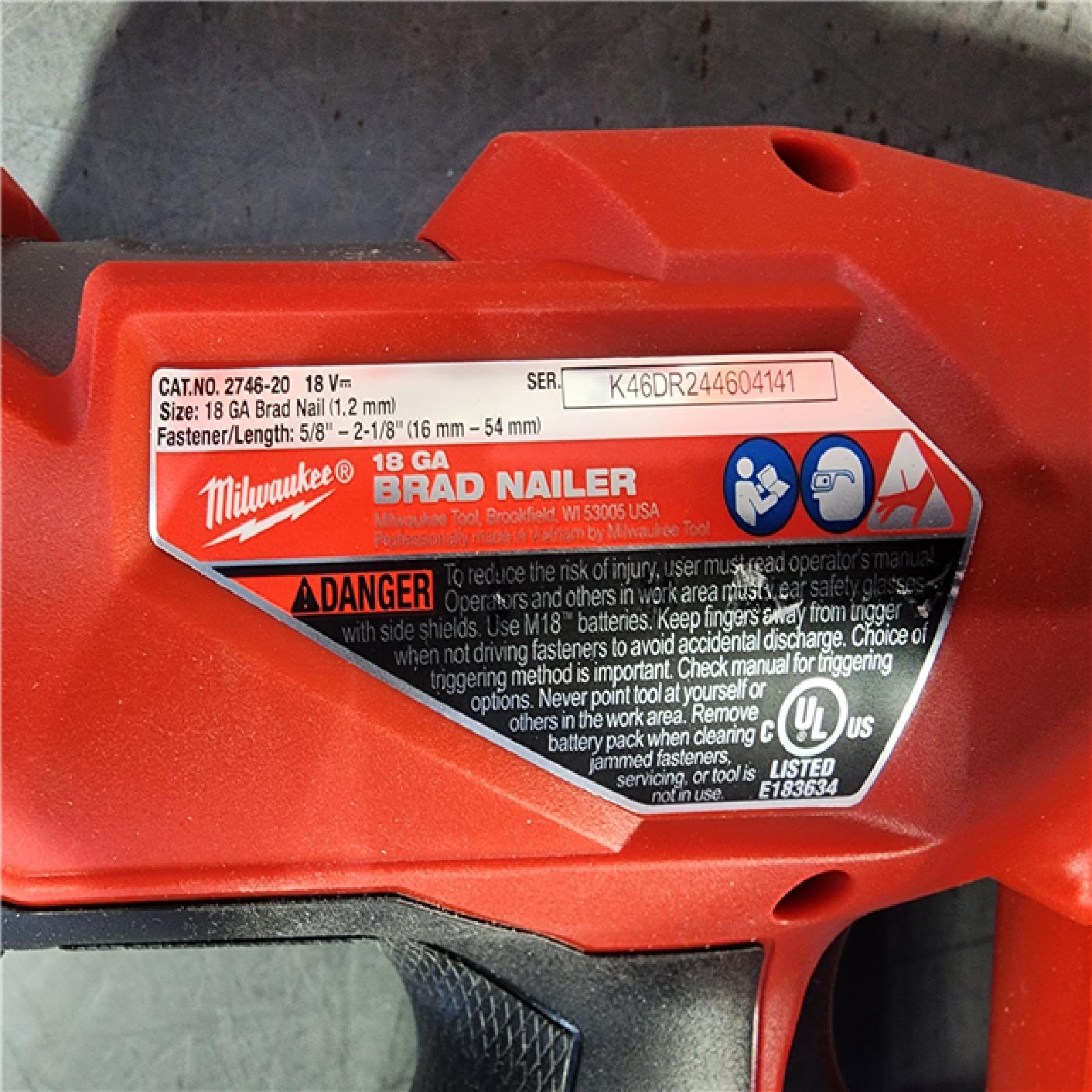 HOUSTON LOCATION - AS-IS Milwaukee M18 Fuel 18V Brushless 18-Gauge Brad Nailer 2746-20 (Bare Tool)