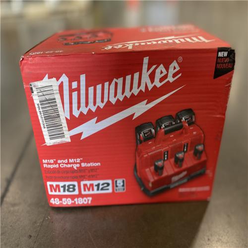 NEW! - Milwaukee M12 and M18 12-Volt/18-Volt Lithium-Ion Multi-Voltage 6-Port Sequential Rapid Battery Charger (3 M12 and 3 M18 Ports)