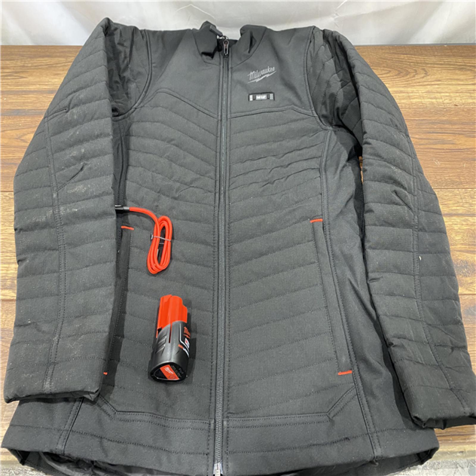 AS IS Women's Small M12 12-Volt Lithium-Ion Cordless AXIS Black Heated Quilted Jacket Kit with (1) 3.0 Ah Battery and Charger