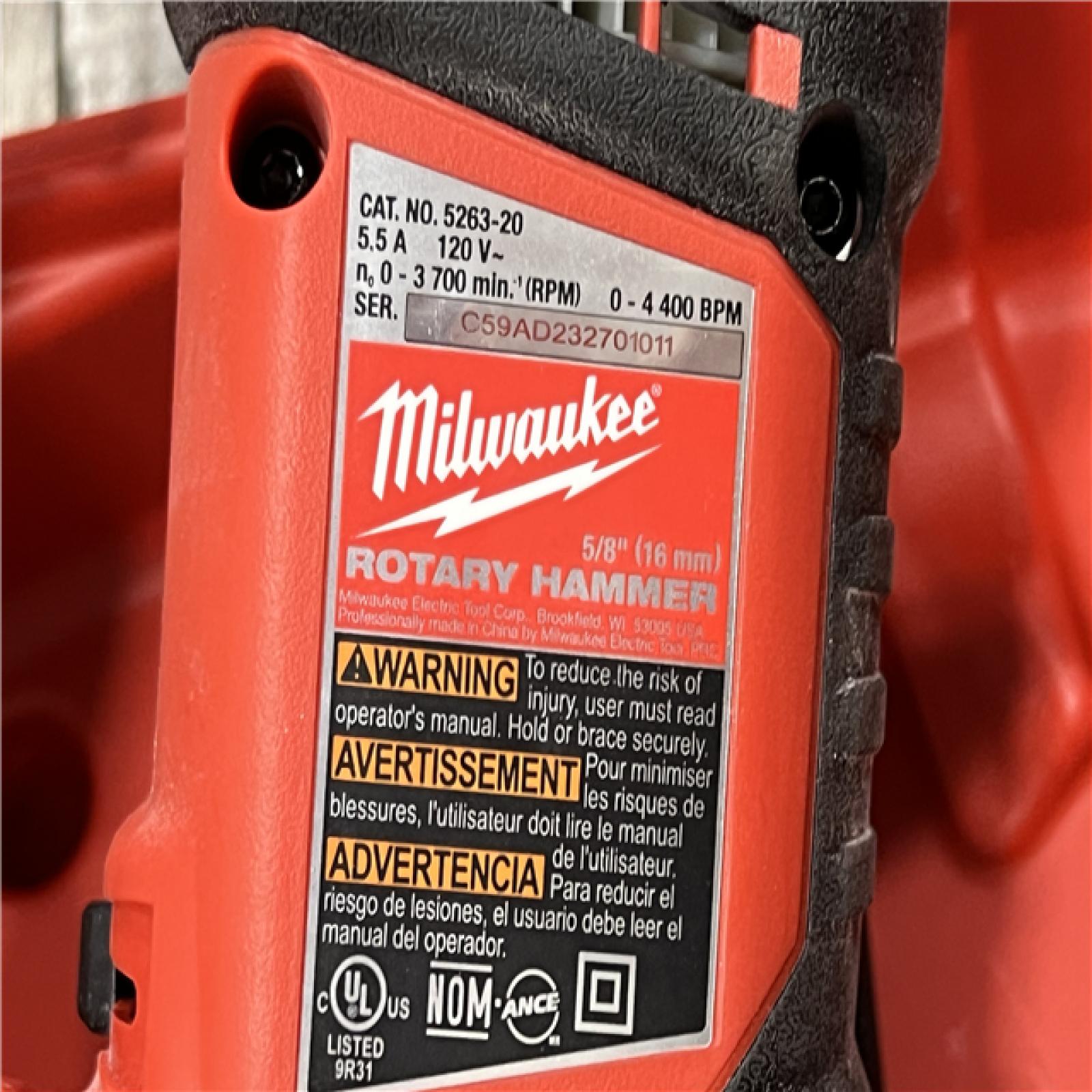 AS-IS Milwaukee 5.5 Amp 5/8 in. Corded SDS-plus Concrete/Masonry Rotary Hammer Drill Kit with Case