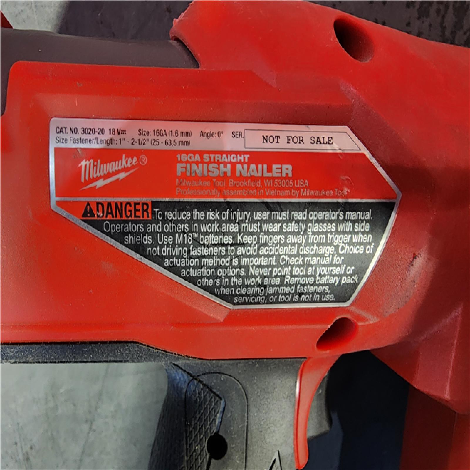 HOUSTON LOCATION - AS-IS Milwaukee Tool Cordless Finish Nail Gun 18 V 3020-20 (TOOL ONLY)