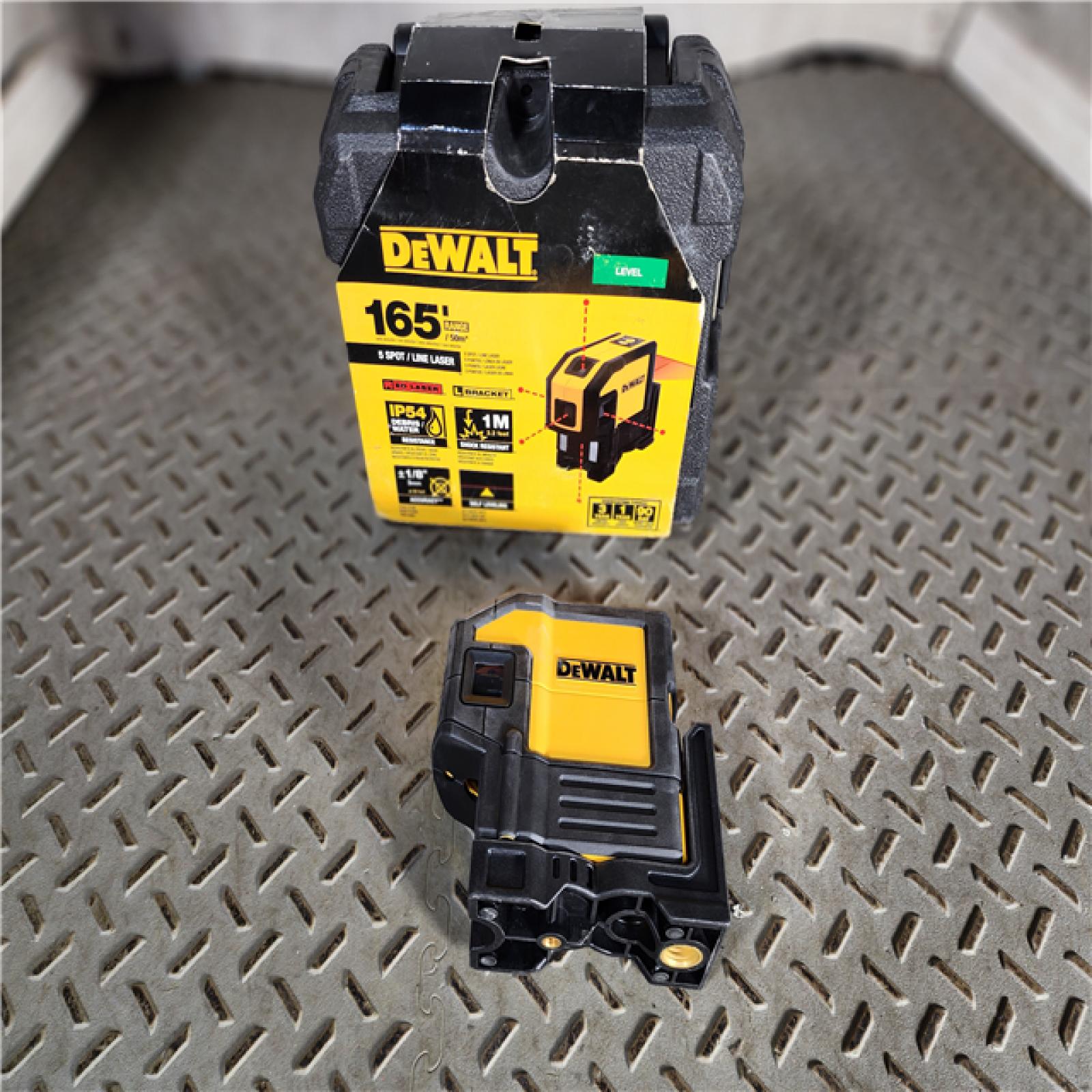 HOUSTON LOCATION - AS-IS Dewalt 165 ft. Red Self-Leveling 5-Spot & Horizontal Line Laser Level Kit w/ Case