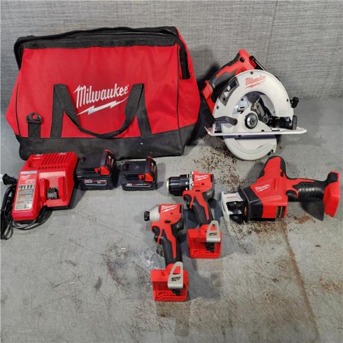 HOUSTON LOCATION - AS-IS MILWAUKEE 4 TOOL COMBO KIT W/ (2) BATTERY & CHARGER