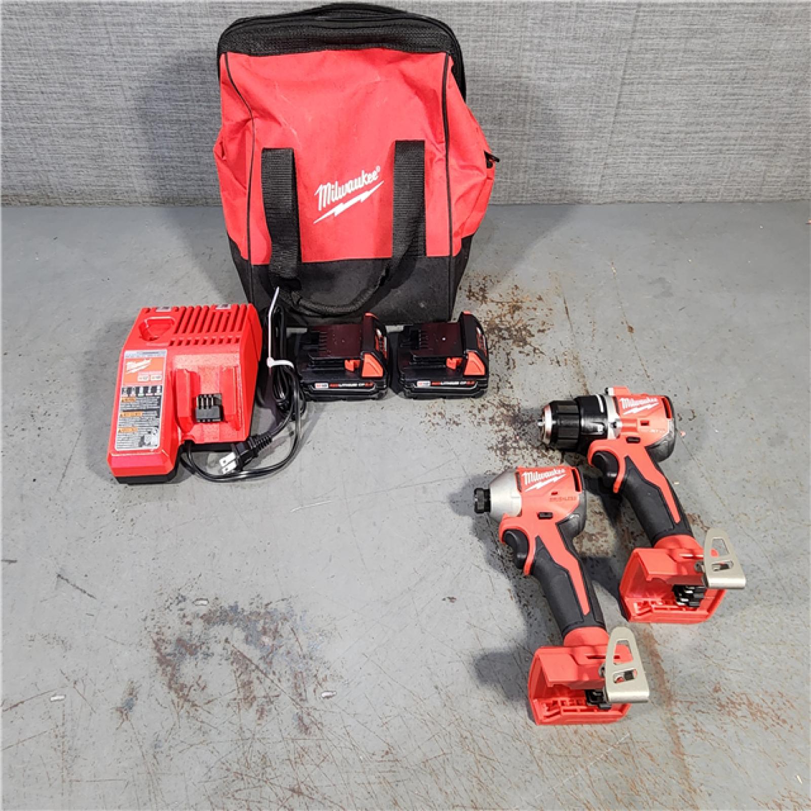 HOUSTON LOCATION - AS-IS M18 18V Lithium-Ion Brushless Cordless Compact Drill/Impact Combo Kit (2-Tool) W/(2) 2.0 Ah Batteries, Charger & Bag