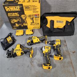 HOUSTON LOCATION - AS-IS (APPEARS LIKE NEW) DeWalt 20V MAX ATOMIC Cordless Brushless 4 Tool Combo Kit