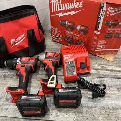 AS-IS Milwaukee M18 18V Cordless Brushed 2 Tool Drill/Driver and Impact Driver Kit