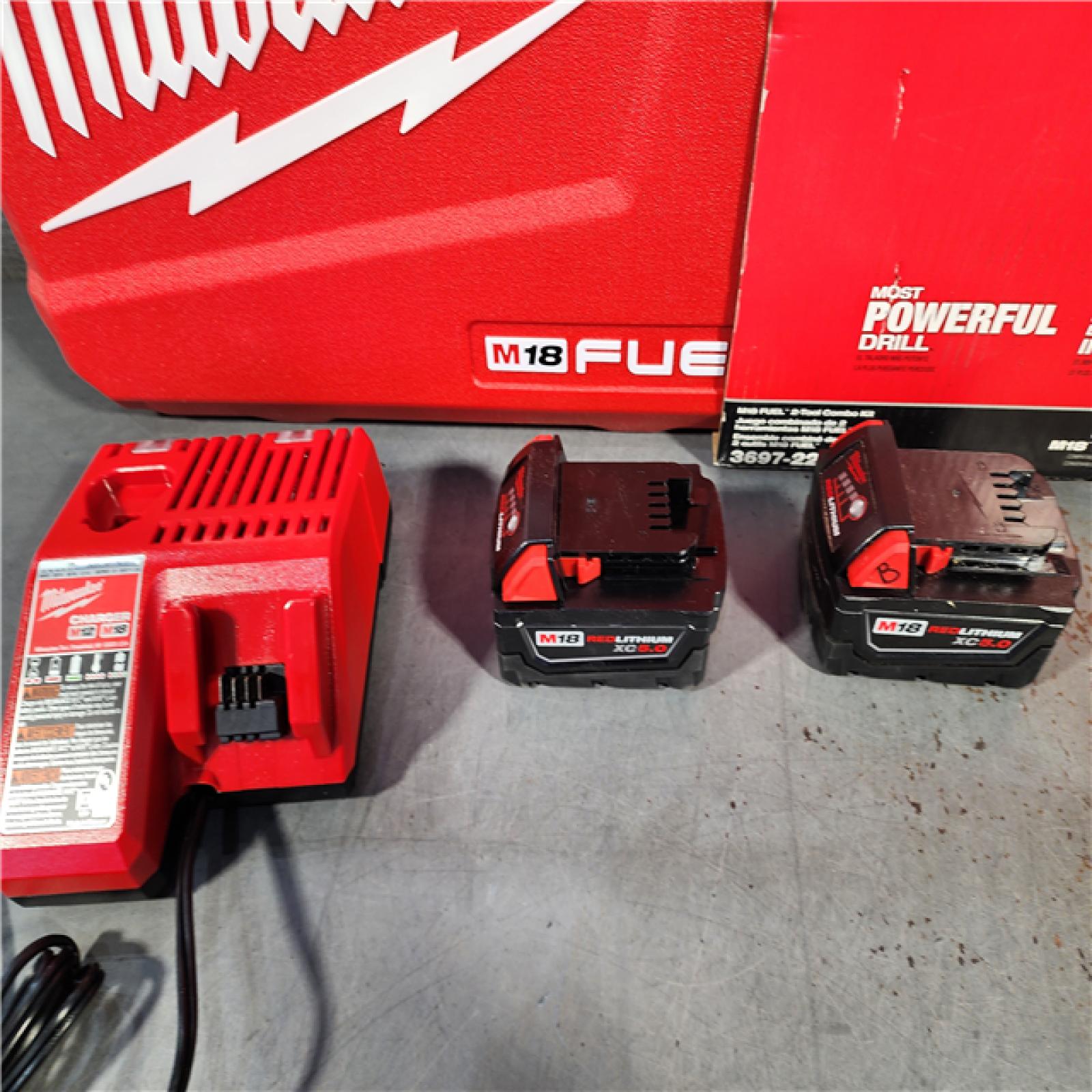 HOUSTON LOCATION - AS-IS Milwaukee M18 FUEL 18V Lithium-Ion Brushless Cordless Hammer Drill and Impact Driver Combo Kit (2-Tool) with 2 Batteries