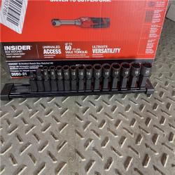 HOUSTON LOCATION -AS-IS M12 FUEL INSIDER 12V Lithium-Ion Brushless Cordless 1/4 in. - 3/8 in. Extended Reach Box Ratchet Kit W/ Battery, Charger (MISSING 1/4 HEX BOX RATCHET ADAPTER)