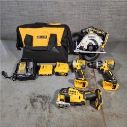 HOUSTON LOCATION - AS-IS DEWALT 20V Maximum Lithium-Ion Cordless 4 Tool Combo Kit with 4Ah Battery, 2Ah Battery, Charger, and Bag