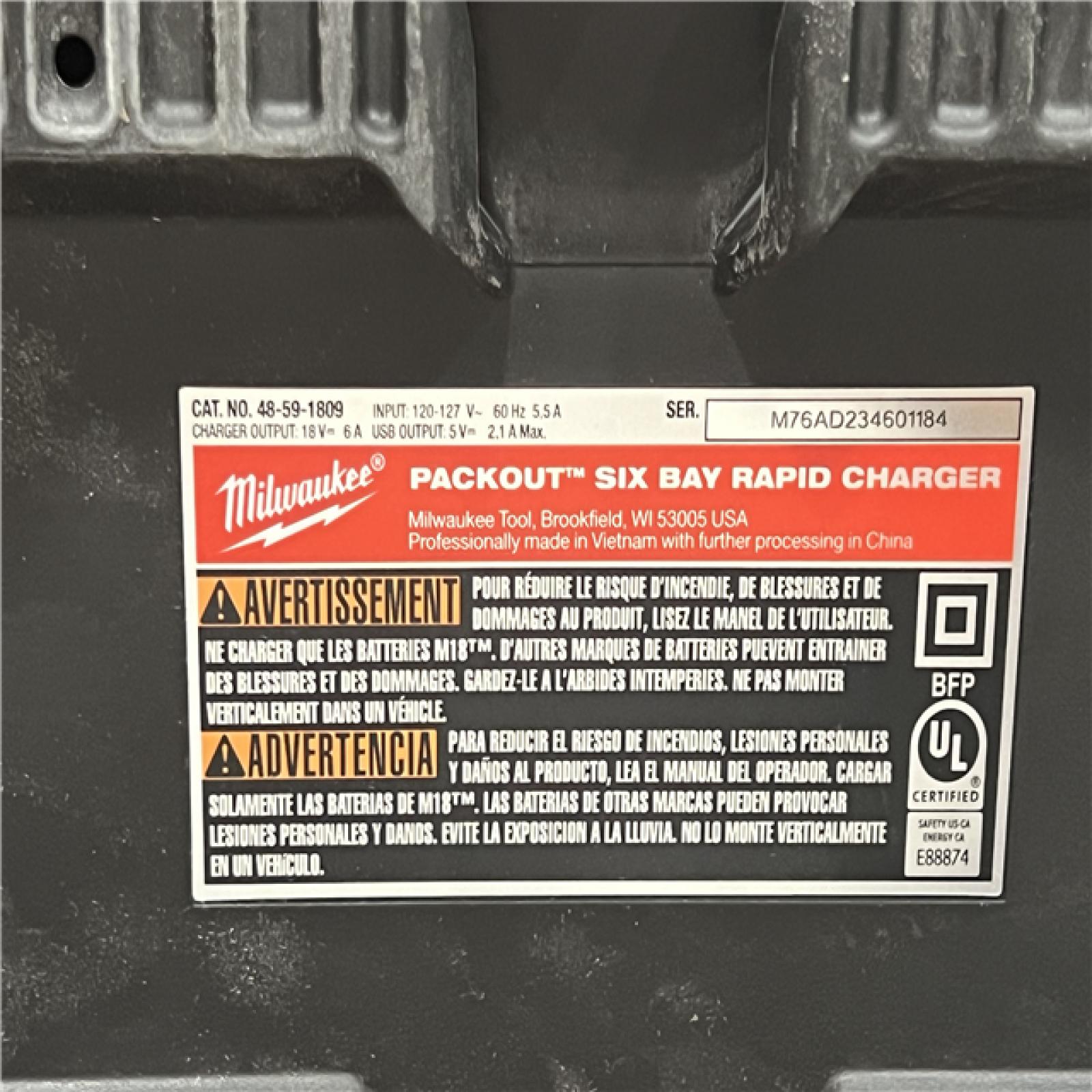 AS-IS Milwaukee M18 Packout Six Bay Rapid Charger