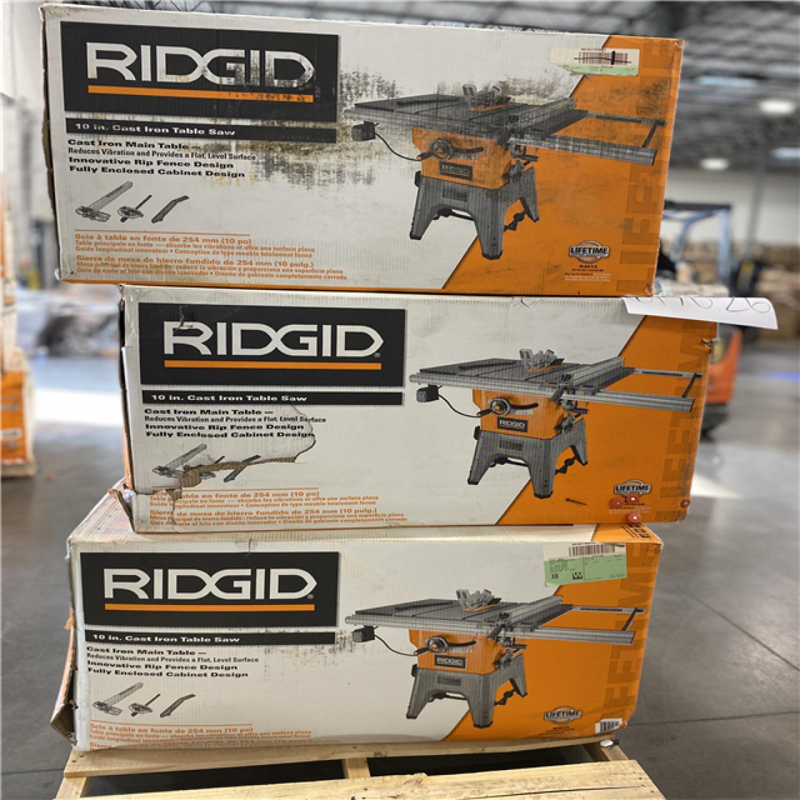 DALLAS LOCATION - RIDGID 13 Amp 10 in. Professional Cast Iron Table Saw Orange - PALLET (3 UNITS)