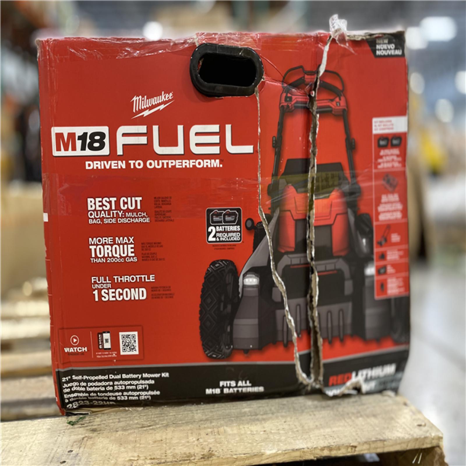 DALLAS LOCATION -  Milwaukee M18 FUEL Brushless Cordless 21 in. Walk Behind Dual Battery Self-Propelled Mower w/(2) 12.0Ah Battery and Rapid Charger