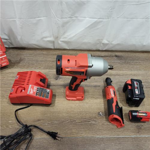 AS-IS M12/M18 12/18V Lithium-Ion Cordless 3/8 in. Ratchet and 1/2 in. High Torque Impact Wrench with Friction Ring Combo Kit