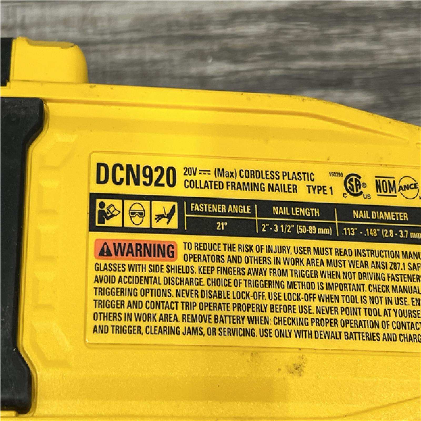 AS-IS DEWALT 20-Volt 21Â° Cordless Framing Nailer (Tool-Only)