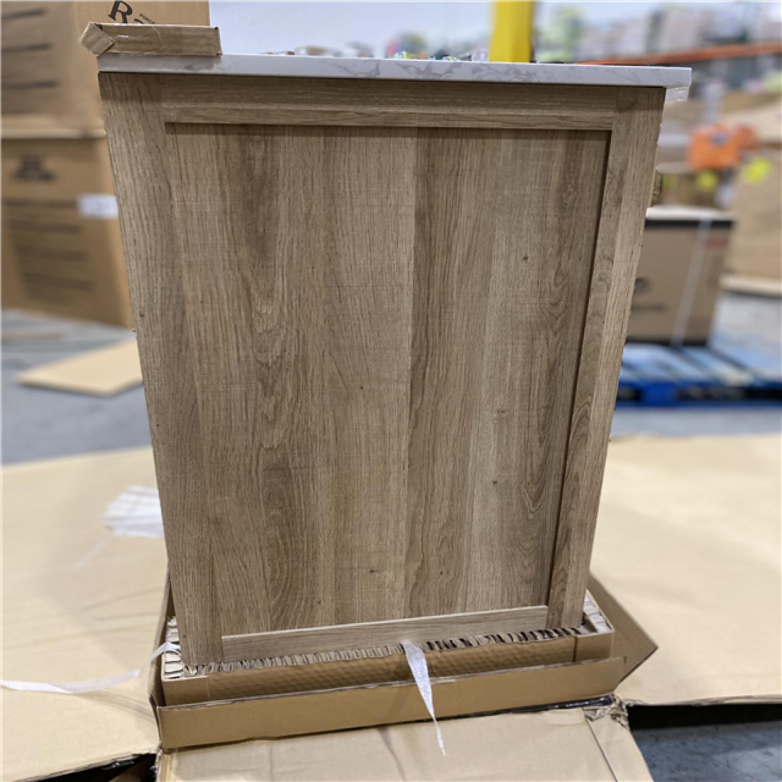 DALLAS LOCATION - Glacier Bay Huckleberry 42 in. Single Sink Weathered Tan Bath Vanity with White Engineered Stone Top (Assembled)