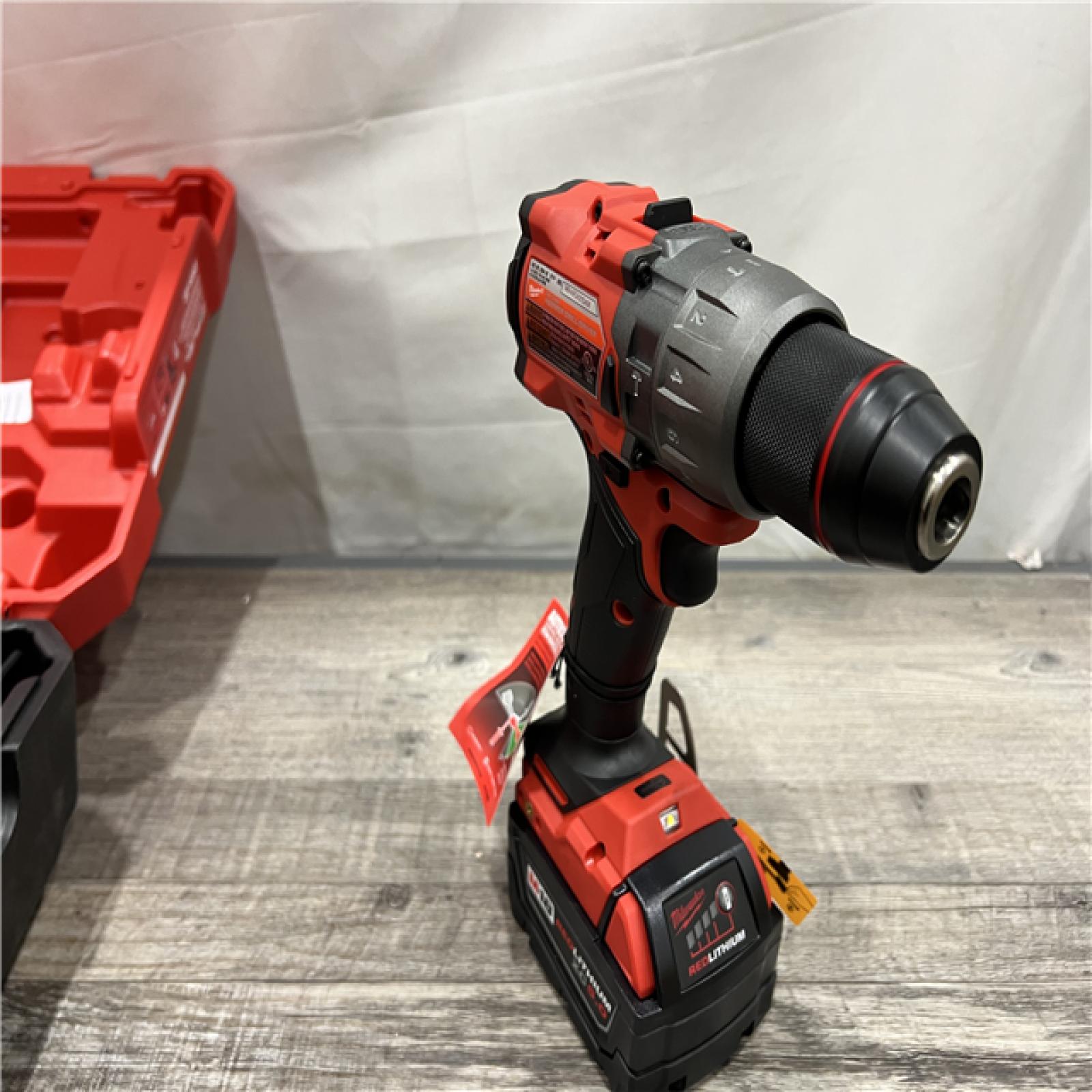 AS-IS Milwaukee 2904-22 Hammer Drill Driver Kit with Batteries  Charger & Tool Case  Red