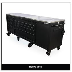 DALLAS LOCATION - Husky 96 in. W x 24 in. D 9-Drawer Heavy-Duty Mobile Workbench with Stainless Steel Top in Matte Black