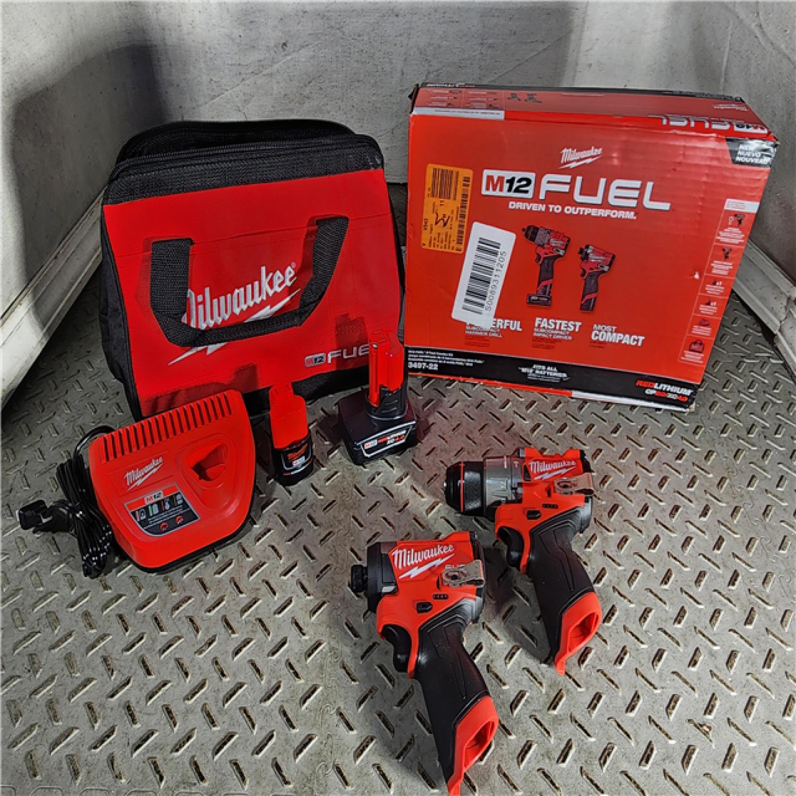 HOUSTON LOCATION - AS-IS (APPEARS LIKE NEW) Milwaukee 3497-22 12V Brushless Hammer Drill and Impact Driver Combo Kit