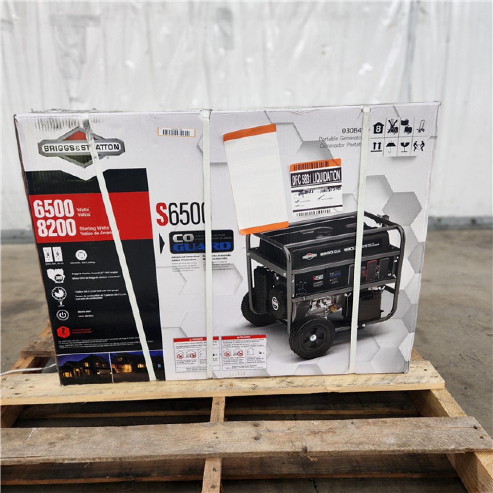 Houston Location - AS-IS BRIGGS & STRATION 6500 WATTS GENERATOR Pallet