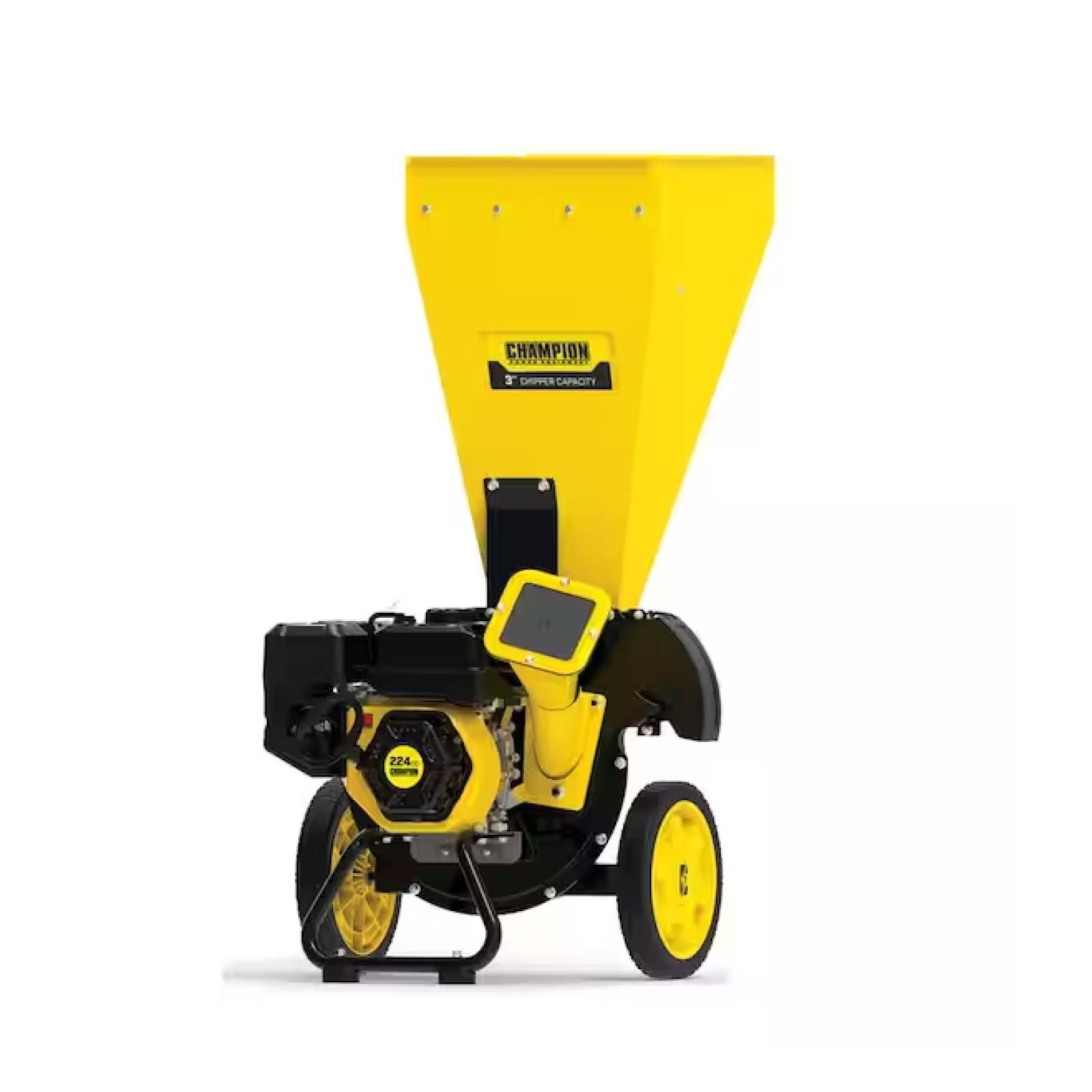 DALLAS LOCATION - Champion Power Equipment 3 in. Dia 224 cc 2-in-1 Upright Gas Powered Wood Chipper Shredder