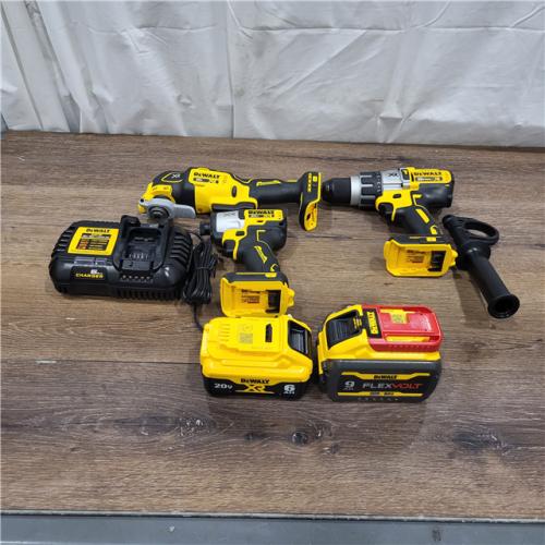 AS-IS DEWALT 20-Volt Lithium-Ion Cordless 3-Tool Combo Kit with FLEXVOLT 9 Ah and 20V 6 Ah Batteries and Charger