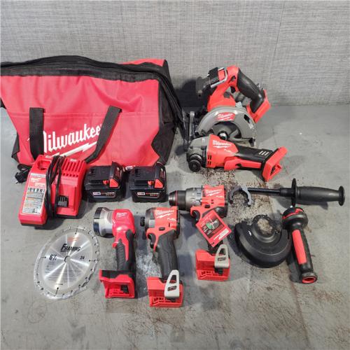 HOUSTON LOCATION - AS-IS MILWAUKEE 5 TOOL COMBO KIT W /(2) BATTERY & CHARGER