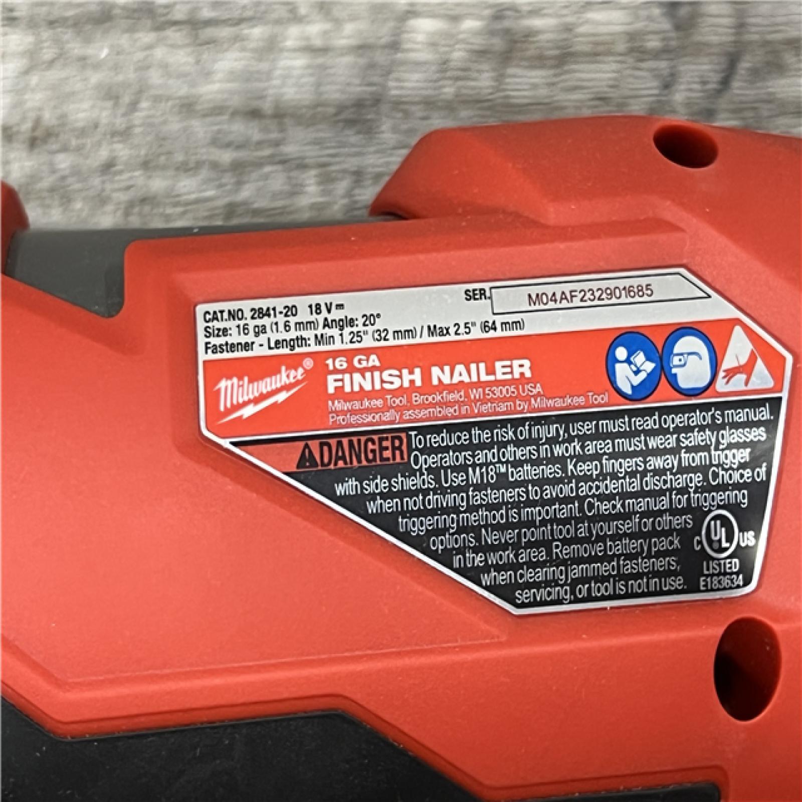 AS-IS Milwaukee 2841-20 18V Cordless Gen II 16 Gauge Angled Finish Nailer (Tool Only)