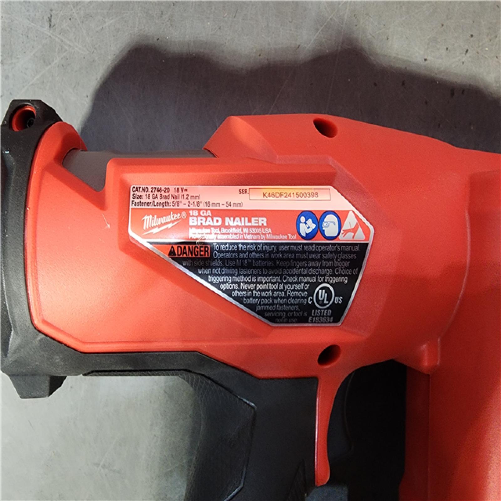 HOUSTON LOCATION - AS-IS (APPEARS LIKE NEW) Milwaukee M18 Fuel 18V Brushless 18-Gauge Brad Nailer 2746-20 (Bare Tool)