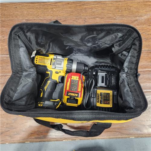 AS-IS 20V MAX Lithium Ion Cordless Brushless 1/2 in. Hammer Drill/Driver W/FLEXVOLT ADVANTAGE & FLEXVOLT 6Ah & 9Ah Batteries