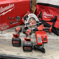 AS-IS Milwaukee M18 18-Volt Lithium-Ion Brushless Cordless Combo Kit (4-Tool) with 2-Batteries, 1-Charger and Tool Bag