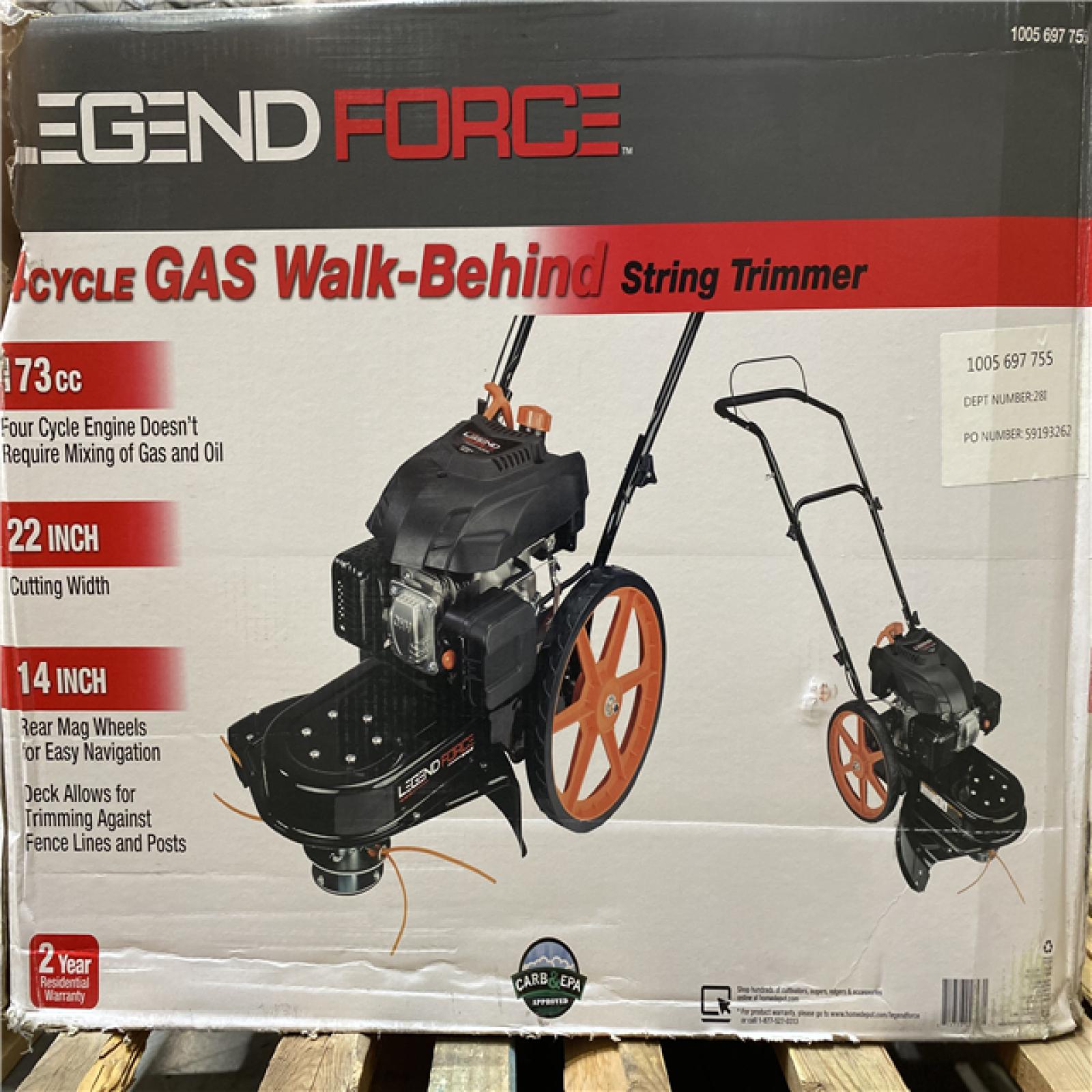 DALLAS LOCATION - Legend Force 22 in. 173 cc Gas Walk Behind String Trimmer/Mower