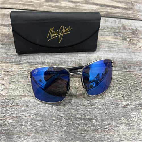 AS-IS Maui Jim COVE PARK MJ 531-17 Silver Sunglasses Blue Polarized