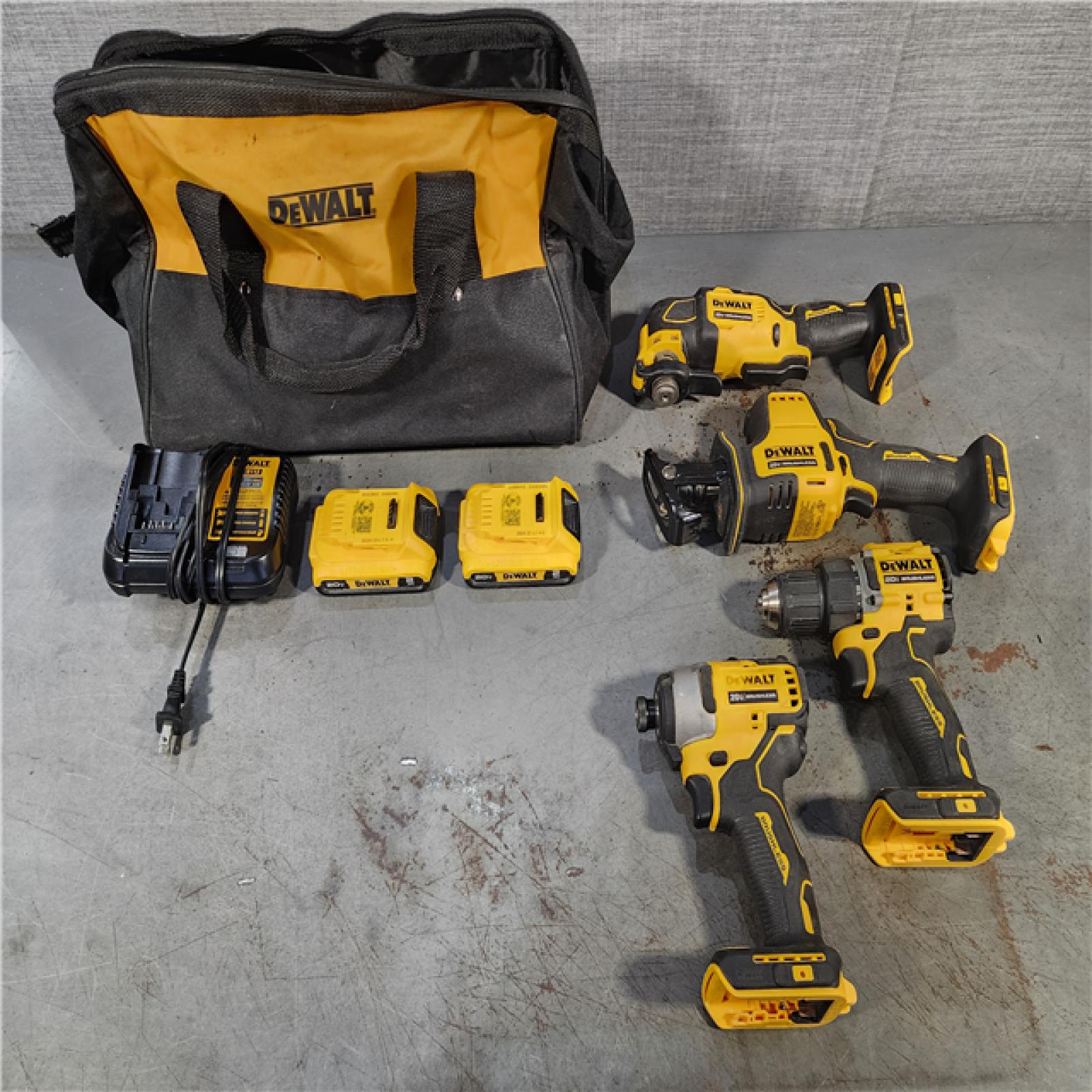 HOUSTON LOCATION - AS-IS DEWALT 4 TOOL COMBO KIT W/ (2) BATTERY & CHARGER