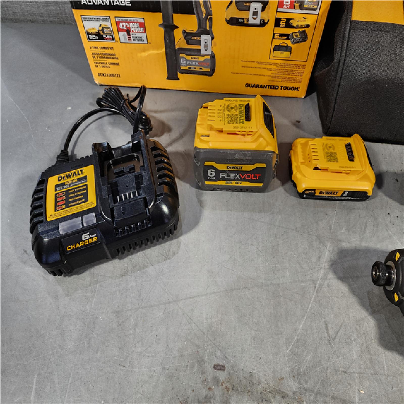 HOUSTON LOCATION - AS-IS DEWALT 20V MAX Cordless Brushless Hammer Drill/Driver 2 Tool Combo Kit with FLEXVOLT ADVANTAGE