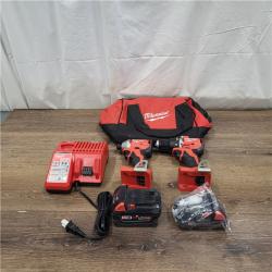 AS-IS Milwaukee M18 18V Cordless Brushed 2 Tool Drill/Driver and Impact Driver Kit