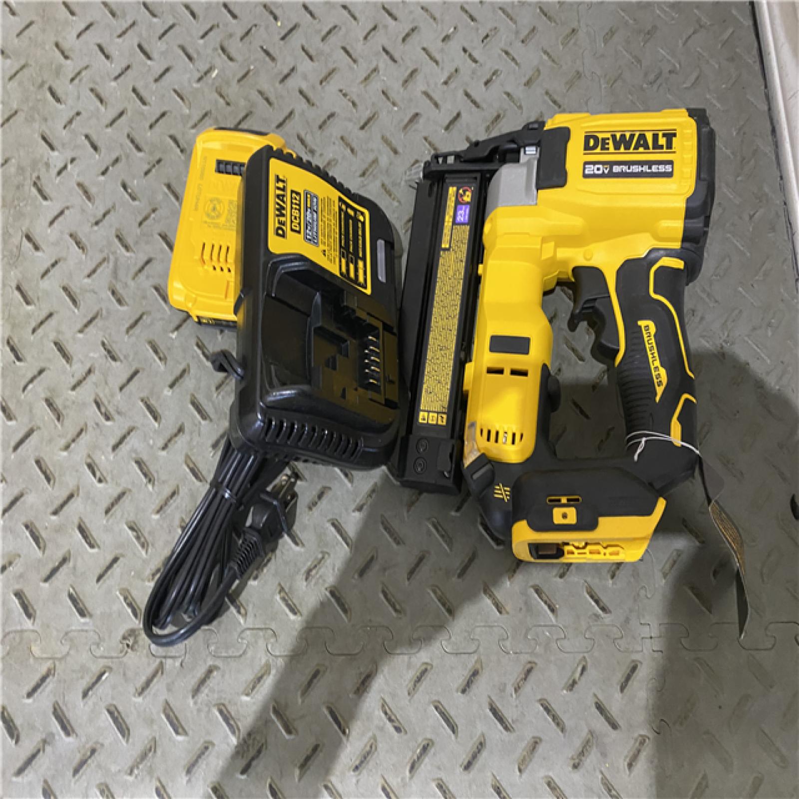 Houston location AS-IS DEWALT ATOMIC 20V MAX Lithium Ion Cordless 23 Gauge Pin Nailer Kit with 2.0Ah Battery and Charger